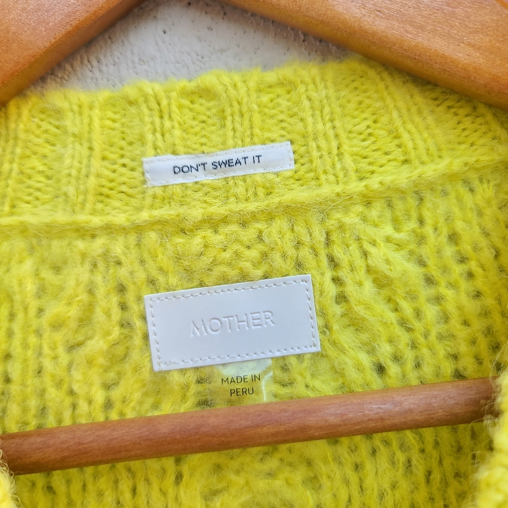 MOTHER | Wide Sleeve Extended Sleeve Crop Cable Sweater in Highlight of My Life - Picture 3 of 16